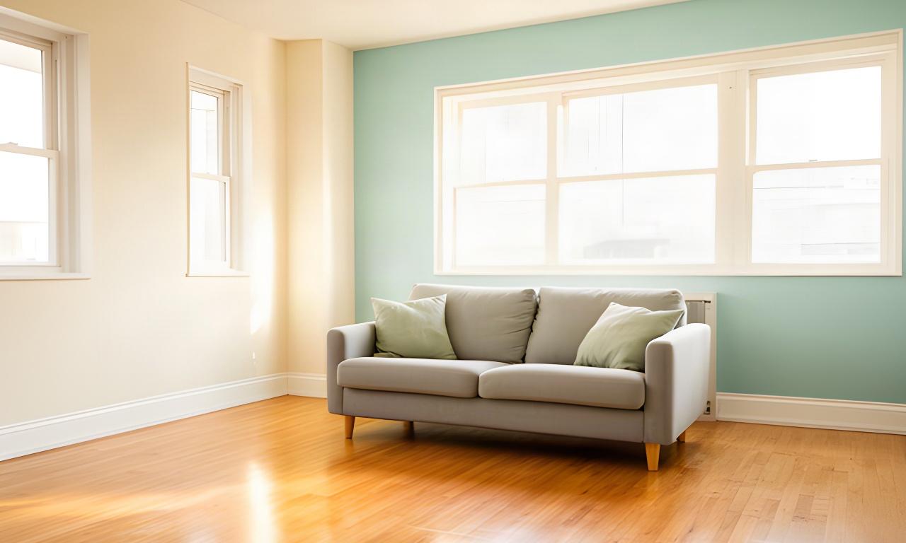 Bright apartment living room after a detailed move-out cleaning
