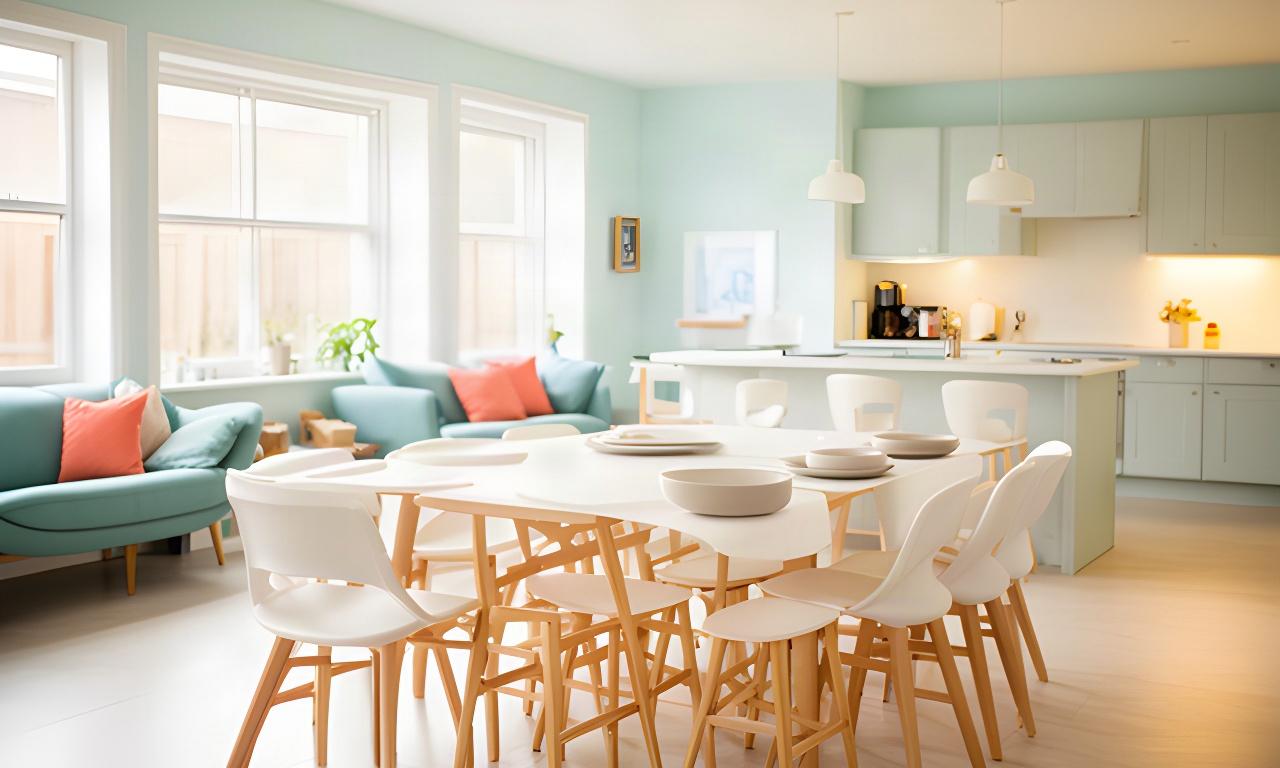 Bright dining area ready for a scheduled cleaning appointment with chairs neatly arranged