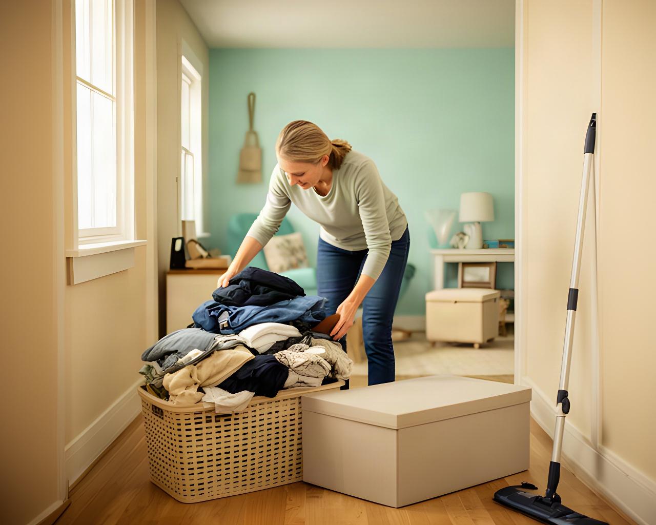 Homeowner clearing personal items before a professional cleaning appointment